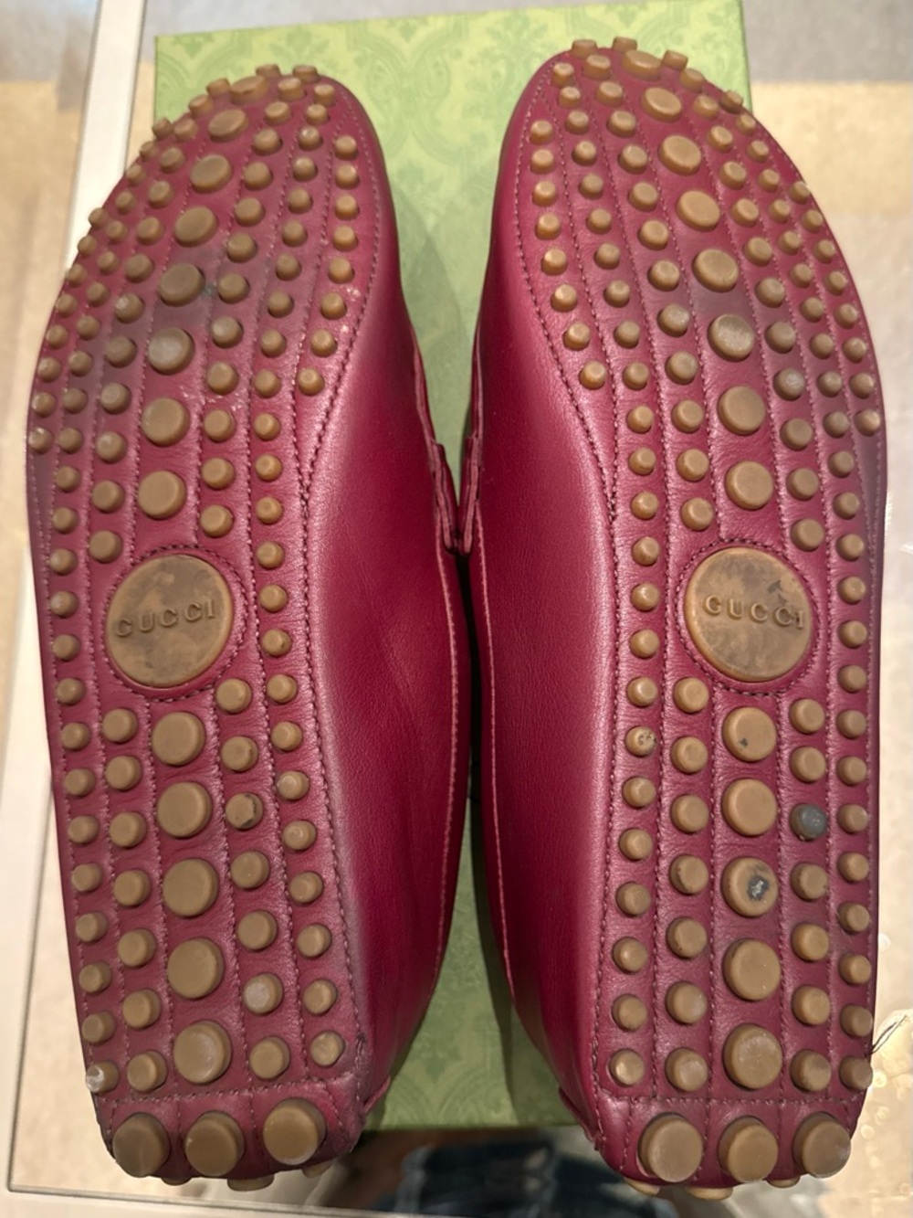 Gucci Men’s Wine Red Leather Horsebit Loafers - Picture 3 of 7